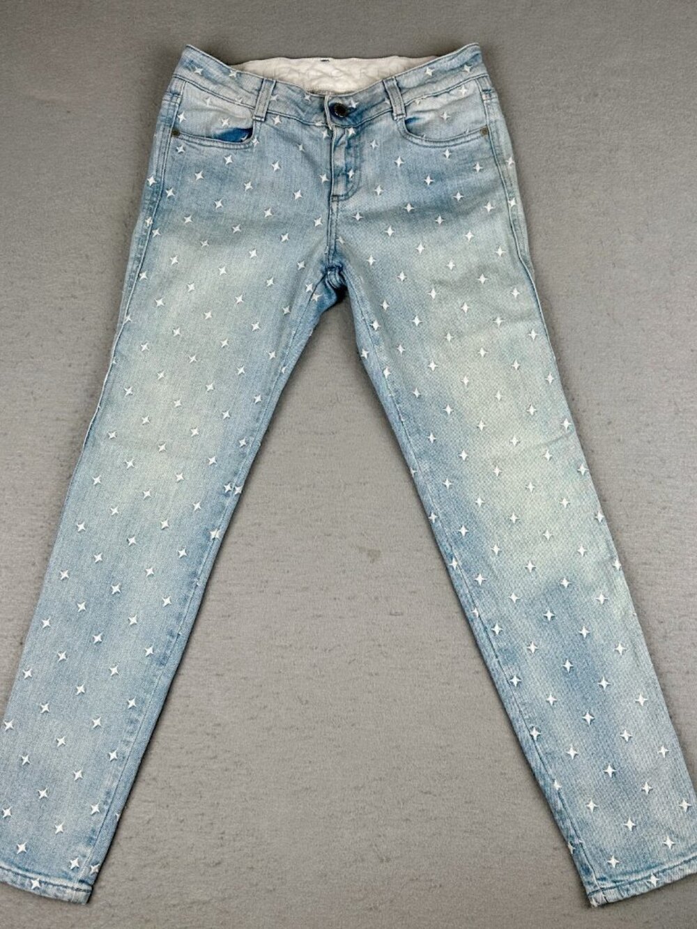 Stella McCartney star embroidered light wash denim jeans 27